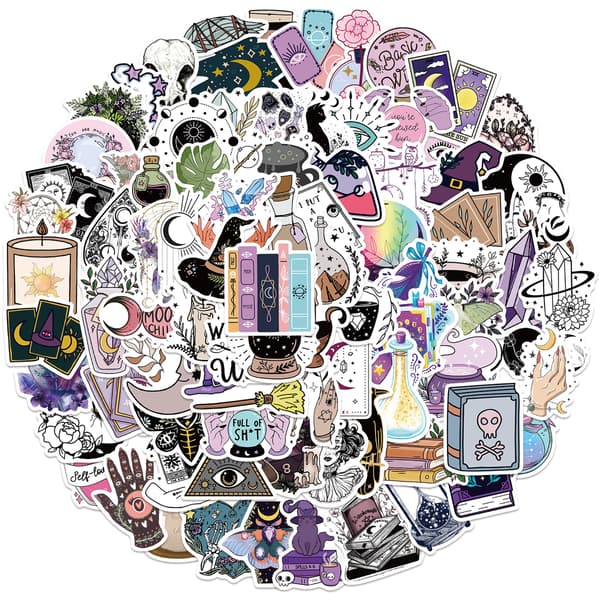 200 Bohemian Witch Aesthetic Decals, Art Vinyl Decals for
