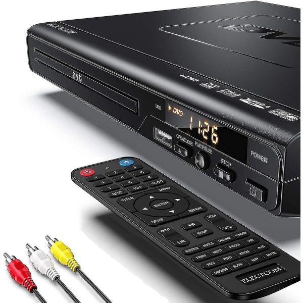 Dvd-afspillere til tv, Blue Ray Dvd-afspiller med fjernbetjening, HDMI-kabel (inkluderer rengøringsklud) Wigslar