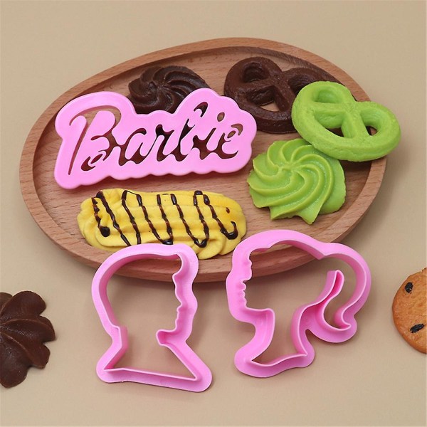 2023 Barbie Head Stamp Girls Cookie Cutter Set 3d Printed Cake Chocolate Fondant Mold Mould Kitchen Tool 5Set