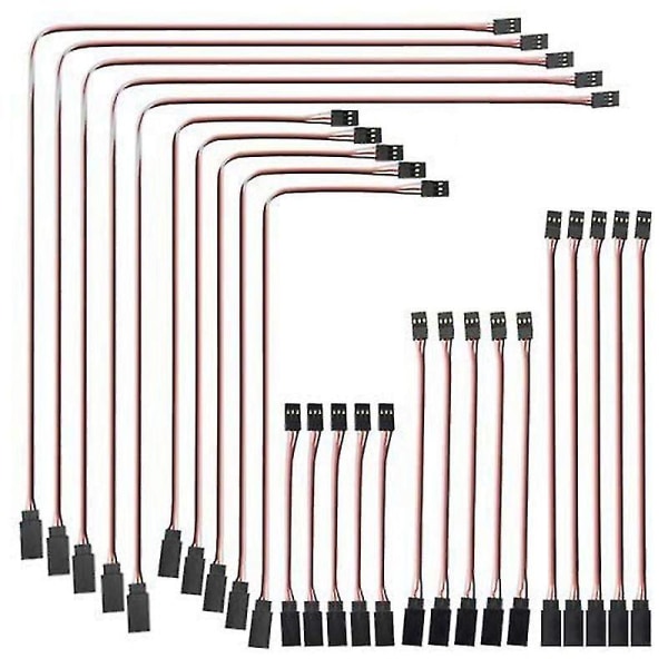 25 stk. Jr-type servo forlengelseskabel, servokabel, hann til hunn Jr-plugg, fjernkontroll servo forlengelseskabel black  red  white