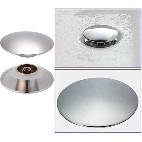 2 stk. avløpsstopper i messing, servantavløpsstopper, baderomsvaskstopper, 66 mm avløpsstopper, polert messingkrom, for badekar, vask, servant Grey