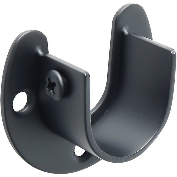 Gardinstangbeslag U-formede stikkontakter Hangerstang Skabstangende til gardin eller garderobe, Mat sort rustfrit stål, 25mm, 2 stk