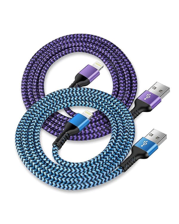 Högkvalitativ helt ny USB till Lightning-kabel, 2-pack/3m flätade iPhone-laddningssladdar, A