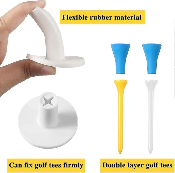 12 stk. Golf Range Tees Sæt Gummi Golf Tees Til Range Måtter Golf Gummi Tees Driving Range Med 6 stk. Golf Tees Til Øve Måtte Blandet Størrelse White