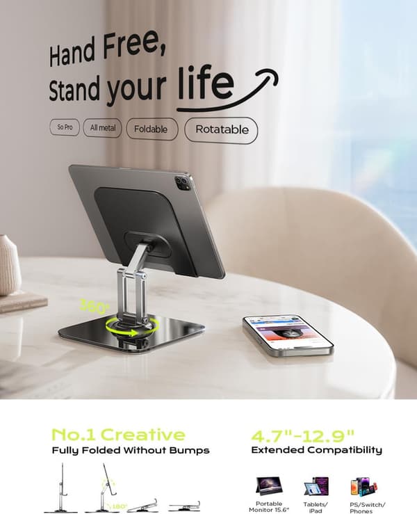 iPad Stand Justerbart Tablet Stand til Skrivebord, 2025 til iPad Tilbehør til Computertilbehør iPad Holder