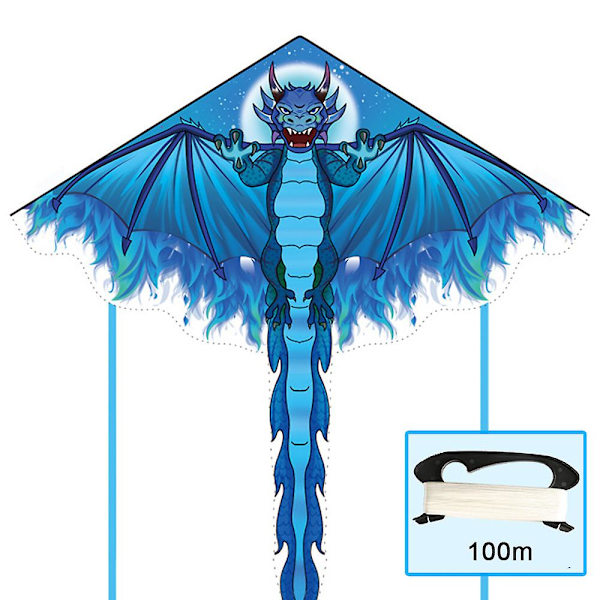 Drakdrake Pterosaur drake för barn Vuxna Nybörjare Stor Enlinjes drake för utomhusleksaker Gåvor Blue