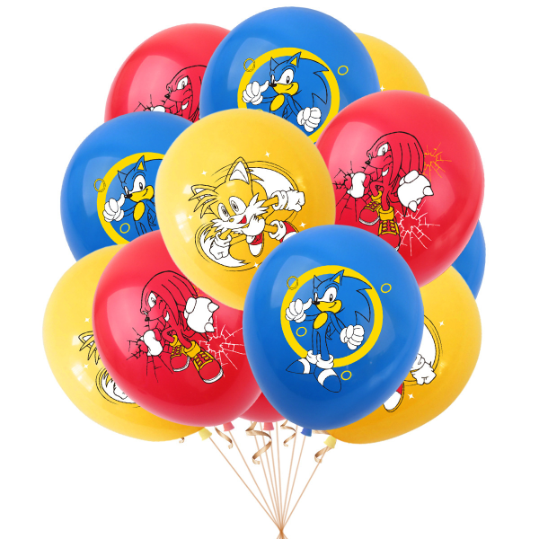 Sonik Birthday Theme Party Decorative Cartoon Flag-raising and Card-inserting Balloon Set