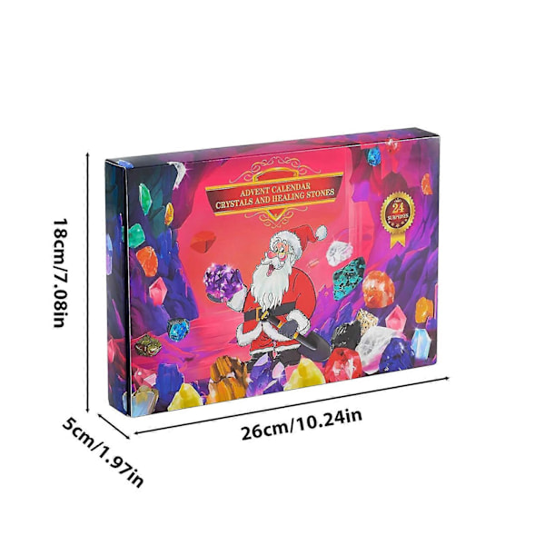 2024 Julekalender 24 Naturlige Krystal Agat Fossiler Dag Multi-color