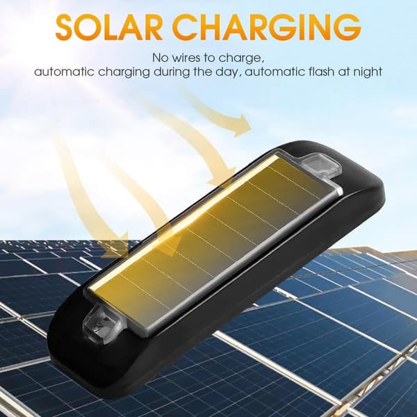 4 pcs Solar Powered Warning Lights, Mini Waterproof Solar LED Reflector with Automatic Flash Mode for Bicycle, Car, Motorcycle, Scooter
