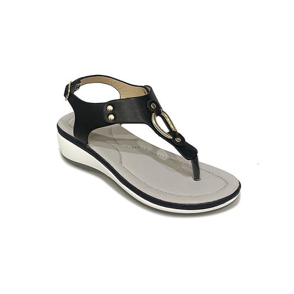 Dam Casual Wedge Sandaler Flip-flops Summer Beach Shoes Black 36