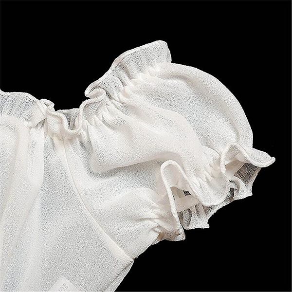Sexy dameundertøysett Off-shoulder Crop Top med Thongs Underwear Sleepwear White L