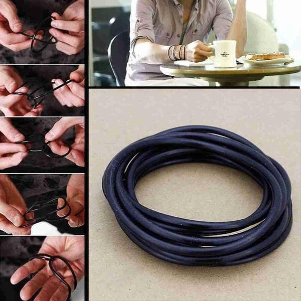 10 stk. Elastikker Shag Bands Armbånd Gummibånd Jelly Sorte Armringe