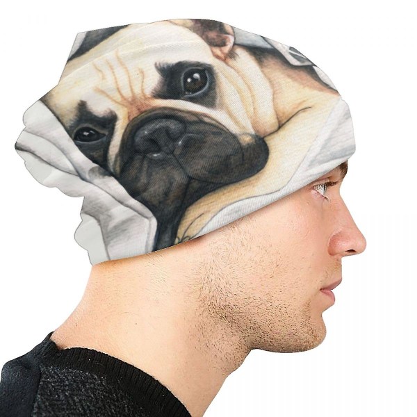 Søt fransk bulldog lue strikkede luer menn kvinner kule unisex voksen valp dyr vinter varme skalleluer luer luer 1 Beanies Hat