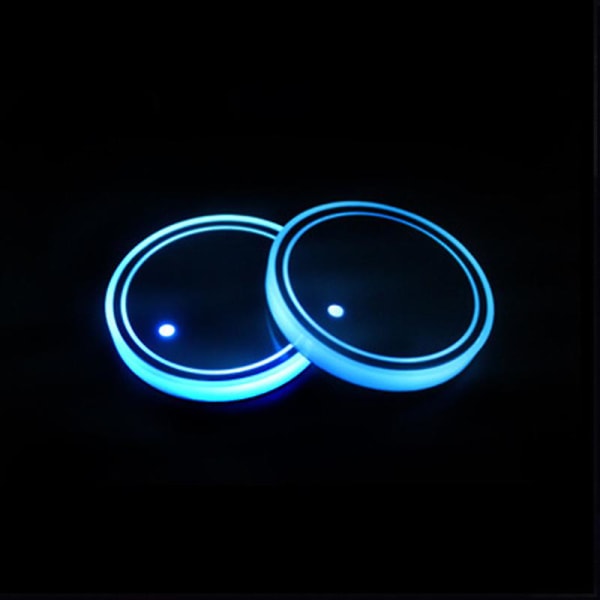 1x Auto Led Bil Kopholder Bund Pad Led Hub Lampe Dæksel Trim Atmosfære Lampe Velkomstlys Anti-slip Måtte Farverig Lys Coaster - Drikkeholdere