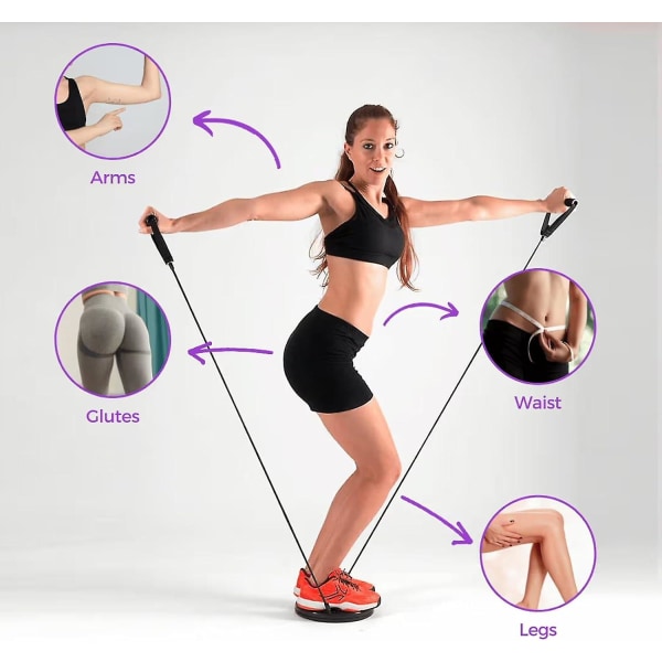 Ab Twister-bræt til træning, taljedrejeskive med 2 trækreb og 8 dukker til styrkelse af abdominalt træningsudstyr purple