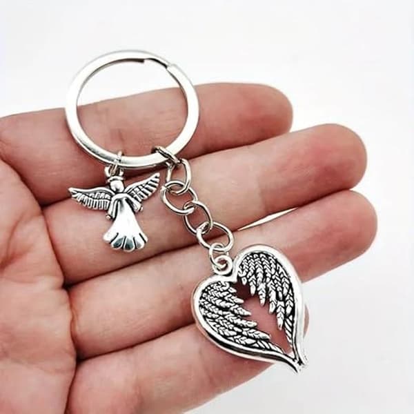 Guardian Angel Wings Keychain - Heart Shaped