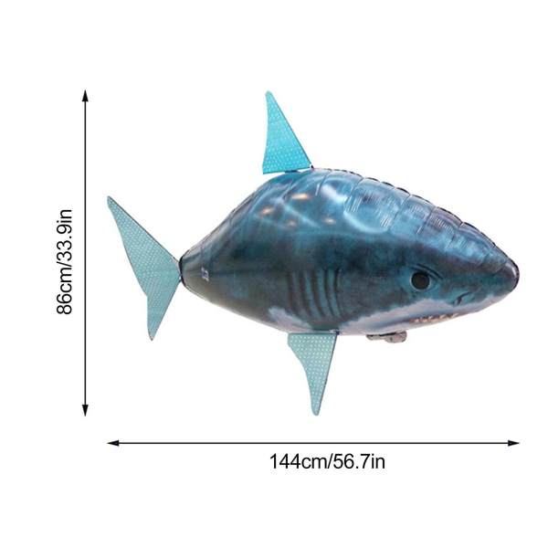 Oppustelig luftflyvende haj, fjernbetjent luftskib fiskelegetøj helium ballon gaver til børn, festdekoration Shark