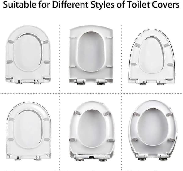 Hvit toalettsetebuffer-sett 4 stk for bidetlokk universell passform oval solid