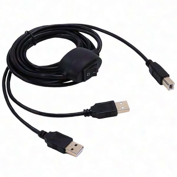USB A til B hann-til-hann skriverkabel, 2-i-1 dobbel datamaskin skriver splitter tilkoblingsløsning Black A