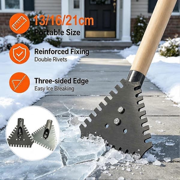 Isskuffe - Vendbart tresidig blad fjerner is og snø fra vinterstier C Ice scraper 1pcs
