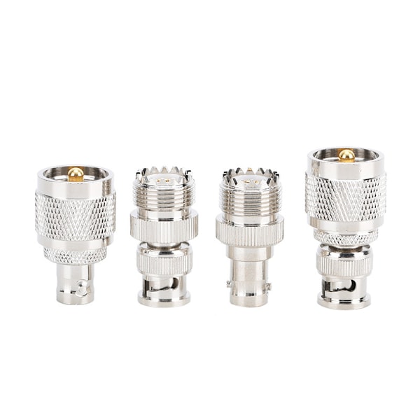 4 stk UHF til BNC Nikkelbelagt Kobber Kontakt Adapter 50 Ohm for Antenne Radio WiFi Trådløst LAN