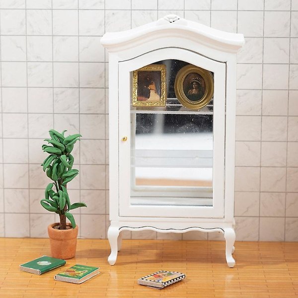 Miniatyr möbler leksak dockhus DIY dekoration tillbehör mini ren vit båge topp samling C