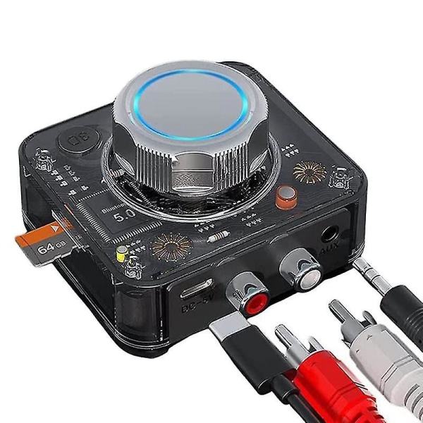 Bluetooth 5.0 lydmottaker 3d stereo trådløs adapter Tf-kort Rca 3,5 mm 3,5 Aux for bilkablet hastighet