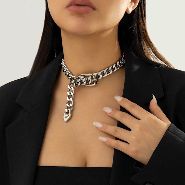 Tjock chokerhalsband tjockt kedjehalsband SILVER silver