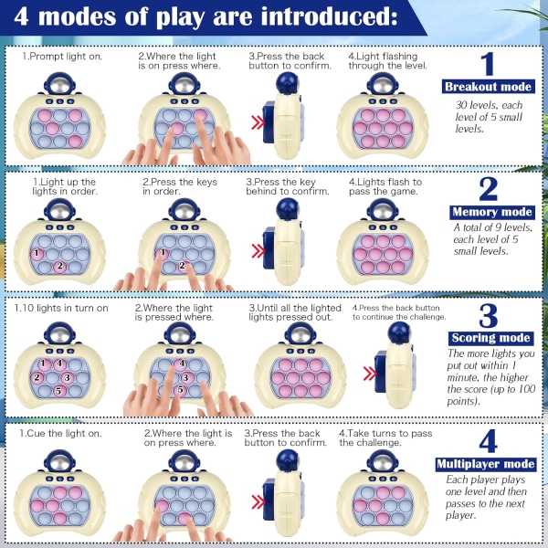 Purkaus läpimurto palapeli peli kone, Light-Up lelut Pop palapeli peli Fidget peli lelut Push-Fidget Sensory lelu lapsille aikuisille