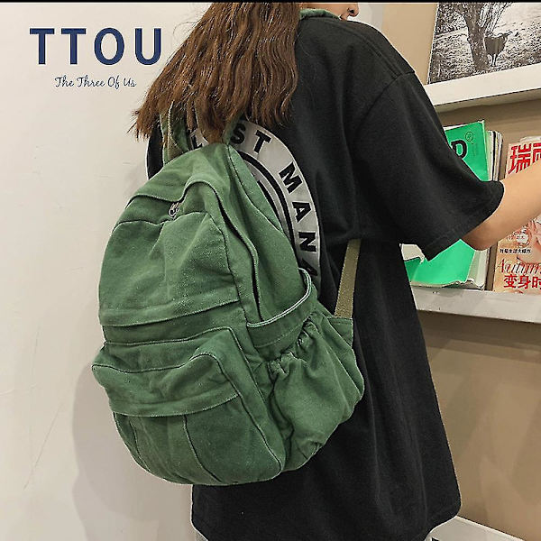 Koreansk version Resväska med hög kapacitet Laptop Canvas Damryggsäck Kvinnlig Skolväska för tonåringar Flickor Auburn