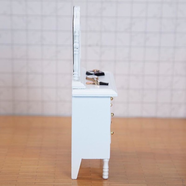Miniaturemøbler Legetøjsdukker Hus gør-det-selv-dekorationstilbehør Mini 1:12 hvidt toiletbord