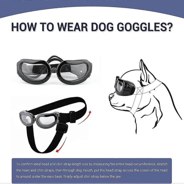 Small Dog Sunglasses, UV Protection Small Dog Goggles, Windproof and Dustproof Small Goggles with Adjustable Straps Clear