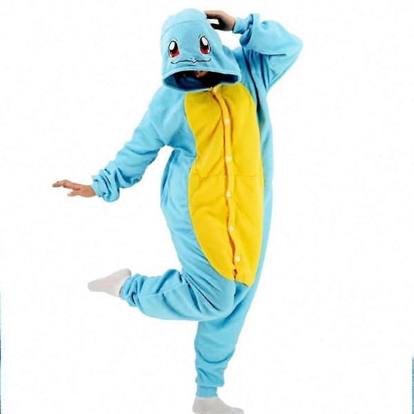 Squirtle Onesie Pyjamas för höst vinter termiska hemsovkläder för barn tonåringar vuxna Squirtle Kid L