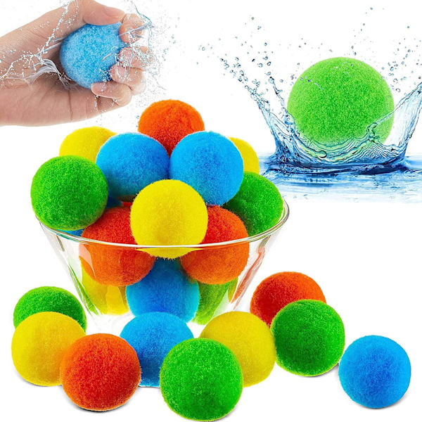 50-pack återanvändbara vattenstudsbollar absorberande bomullsbollar för utomhuspool strandfester