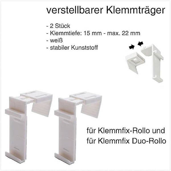 4 Sett med Tilbehør til Rullegardiner, Klemmesupport for Rullegardiner, Ingen Boring, Justerbar fra 1,5 til 2,2 cm, for Rullegardiner, Blackout S