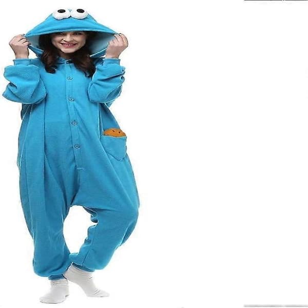 Voksen Sesamgade Cookie Elmo Kostume blue S