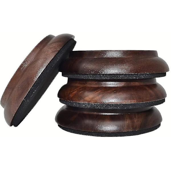 4 stk. hjulkopper til piano, premium løvtre pianohjulputer møbelben - rask levering Black Walnut