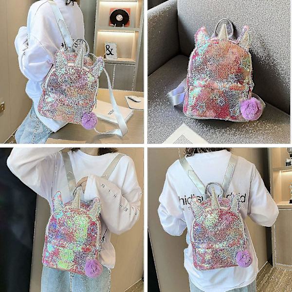 Jente Sequin Ryggsekk, Enhjørning Ryggsekk Jente Sequin Skoleveske For Jenter, Mote Og Holdbar Reise Ryggsekk For Barn, Jenter Style2