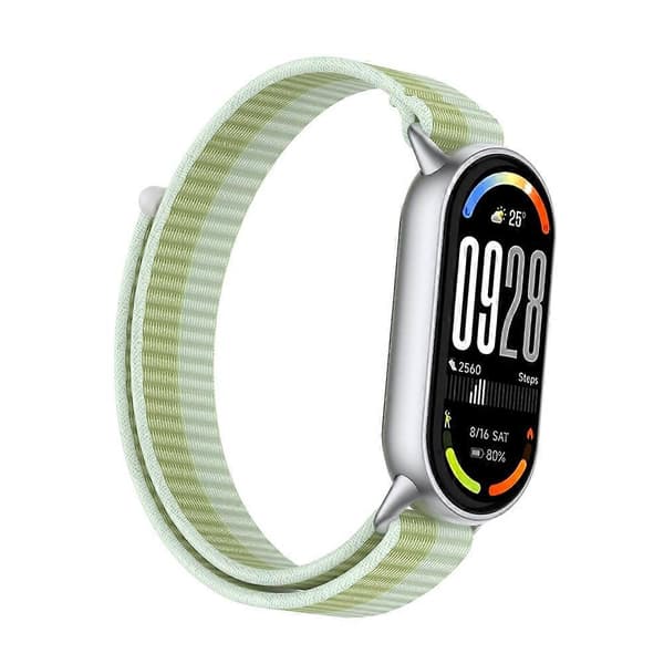 Handledsrem kompatibel med Xiaomi Smart Band 10 / 9 / 8 Magic Tape Nylon Loop Klockarmband LightGreen