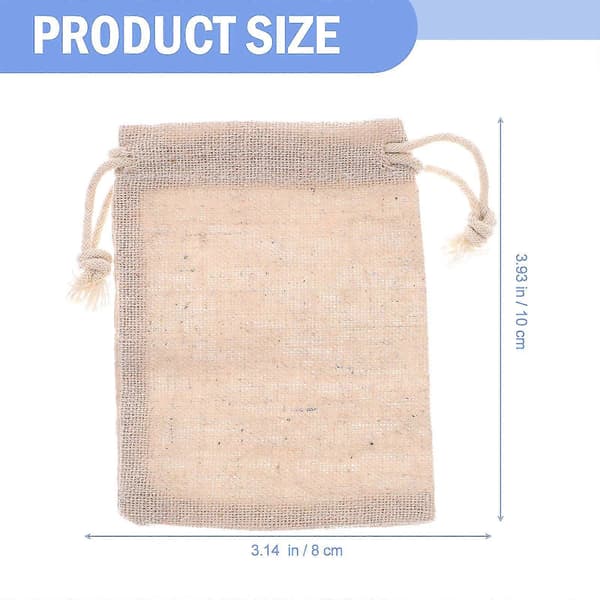 10 st Linne Jute Dragsko Presentpåsar Säcks Festgåvor 8 * 10cm 2