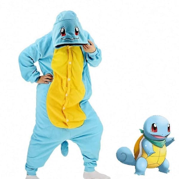Squirtle Onesie Pyjamas för höst vinter termiska hemsovkläder för barn tonåringar vuxna Squirtle Kid M