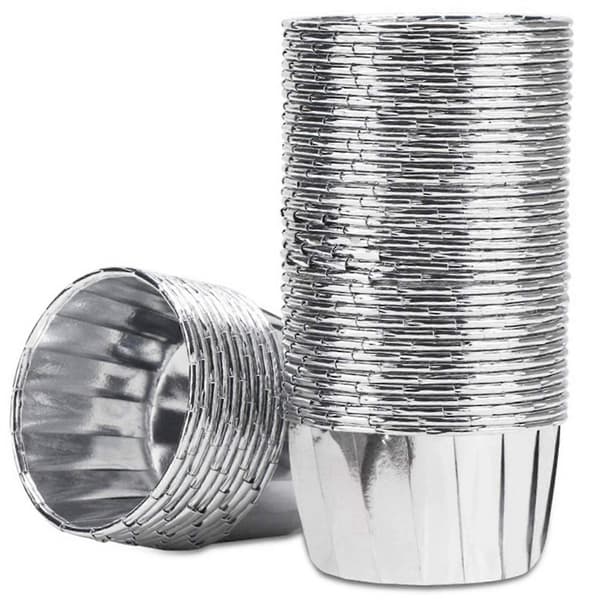 250 stk. aluminiumsfolie cupcakeforme engangs muffinforme bageforme aluminium cupcake tip pande ramekinholdere sølv Silver