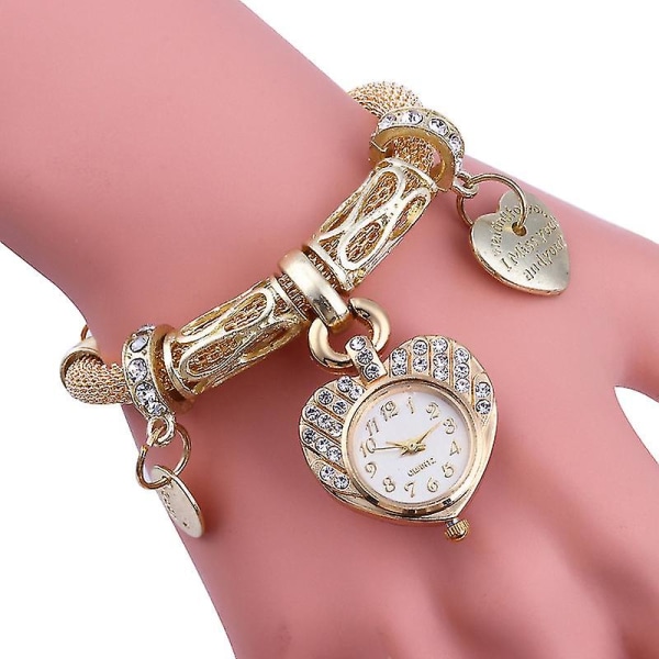 Naisten sydänrannekorun watch kristallirannekorun koristelu (hopea) 1 kpl yellow