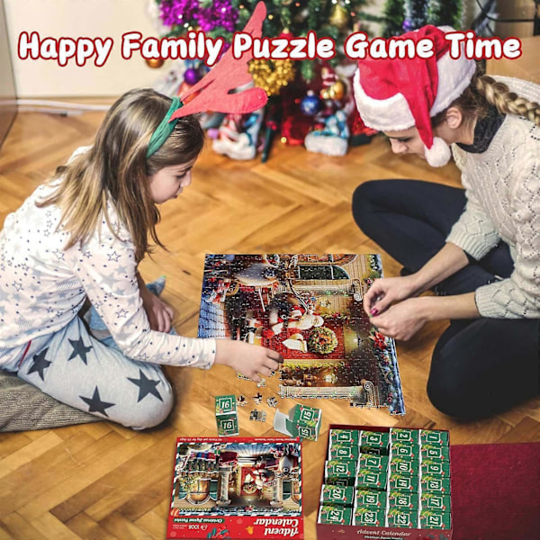 2024 Julkalender Pussel Adventskalender Pussel 1008 Bitar 2024 Julkalender Manlig Och Kvinnlig Jultomte Gåva Pussel Red