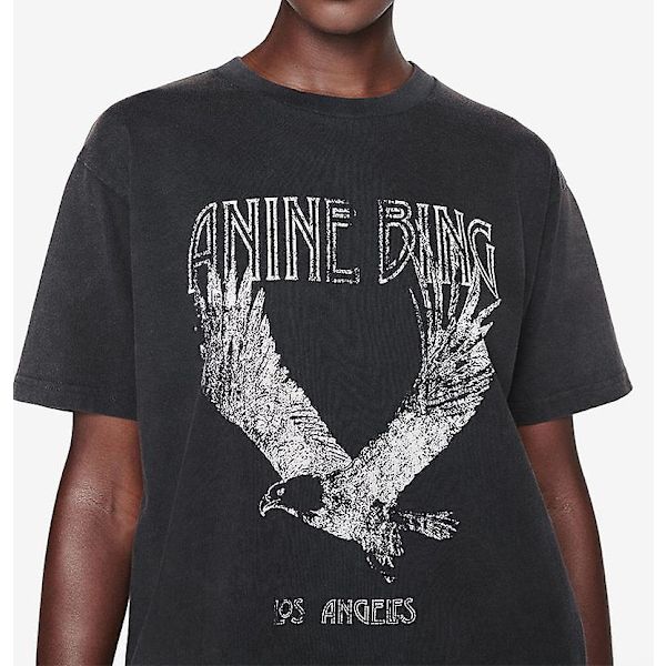 Anine Eagle Print Kvinde Sort Kortærmet T-shirt L
