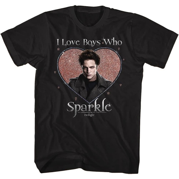 Twilight T-paita I Love Boys Who Sparkle Aikuisten lyhythihaiset T-paidat Twilight Elokuvat Graafiset T-paidat Black 3XL