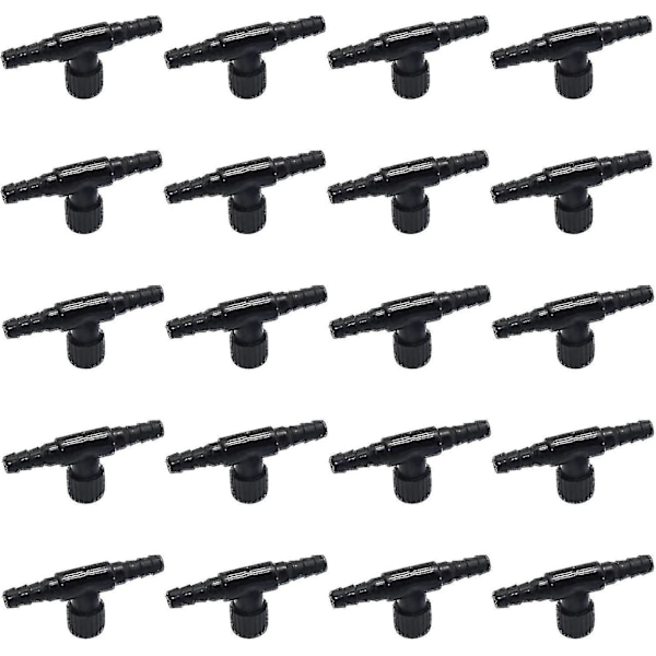 Akvarium Kontrollventiler Luftpumpe Enveisventiler Plast Luftstrømskontrollregulatorer for Fisketank (20 stk, Svart) Wyelv