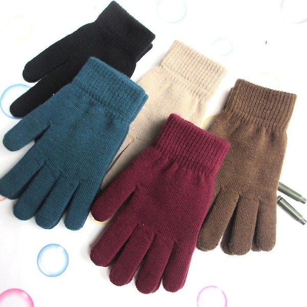 Vinterhandskar varma handskar förtjockade fleecefodrade elastiska stickade handskar för män och kvinnor köldsäkra ridhandskar Grass green