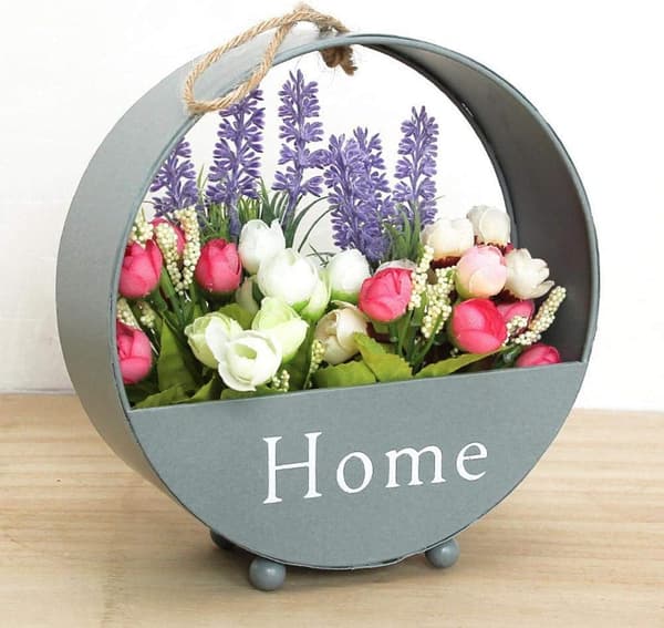 Balkonghängande blomkruka, metallblomkrukor med krokar dekor