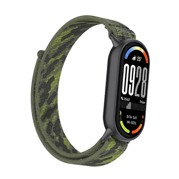 Håndledsrem kompatibel med Xiaomi Smart Band 10 / 9 / 8 Magic Tape Nylon Loop Urrem Green